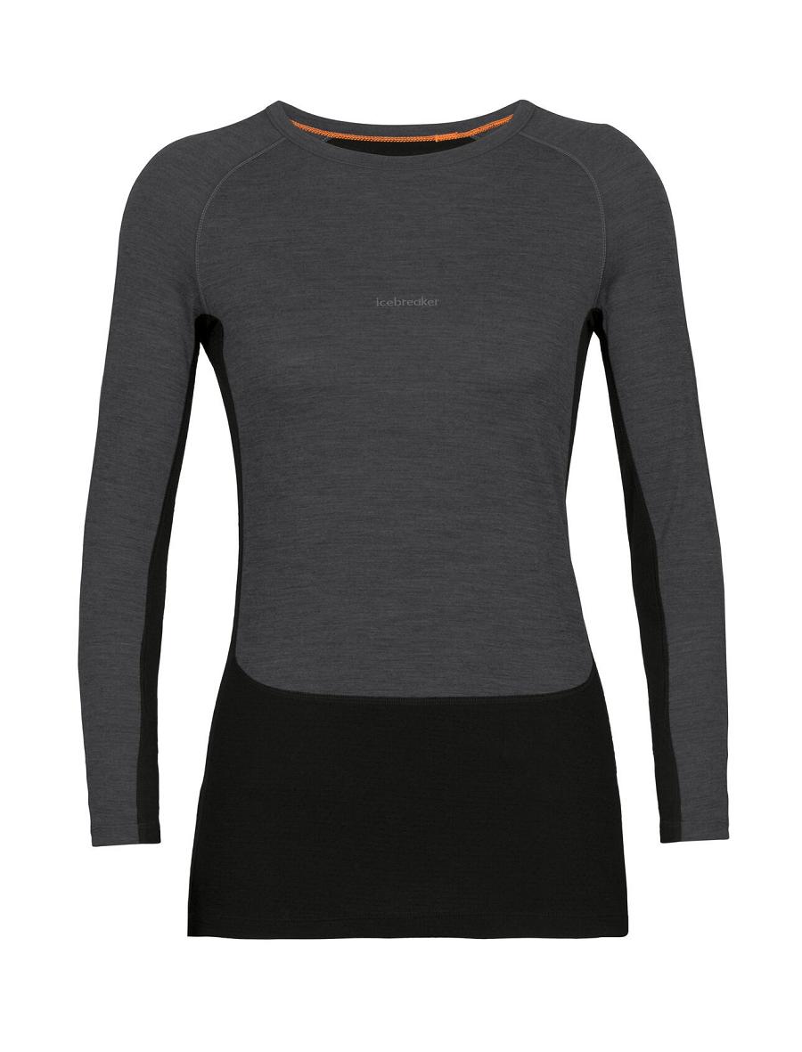 Icebreaker 200 ZoneKnit™ Merino Long Sleeve Crewe Női Base Layers Fekete | HU 1850QMAZ